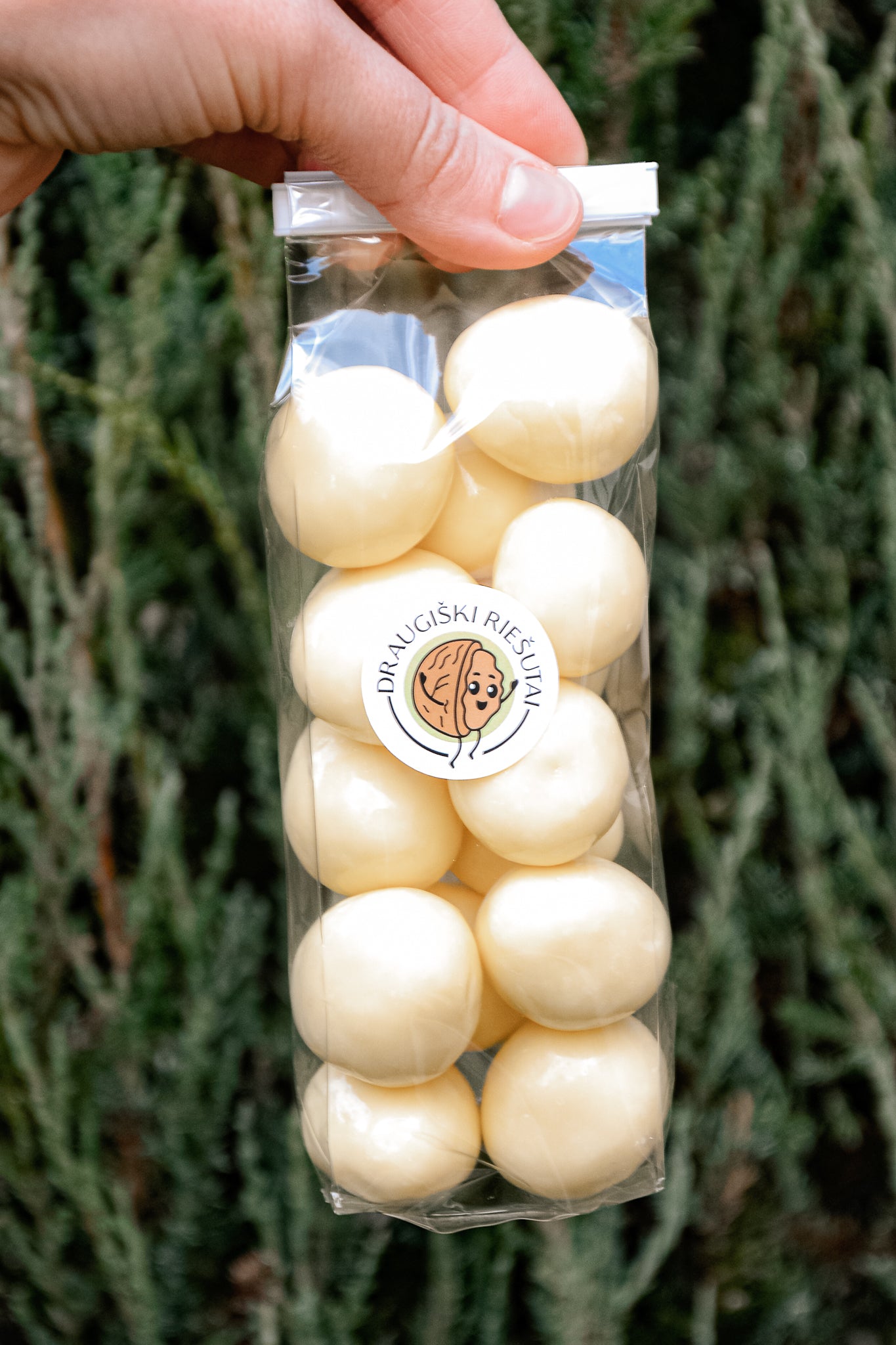 Liofilizuotos braškės baltajame šokolade